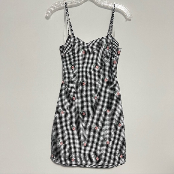 Lulus Fairgrounds Black and White Gingham Embroidered Mini Dress. - Picture 4 of 10